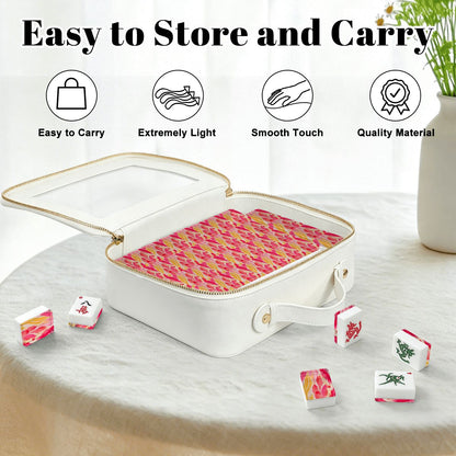 Summer Sorbet Brush Stroked Pink, Yellow American Mahjong Tiles And Carry Case - Splash Of Mahj And Color Co.