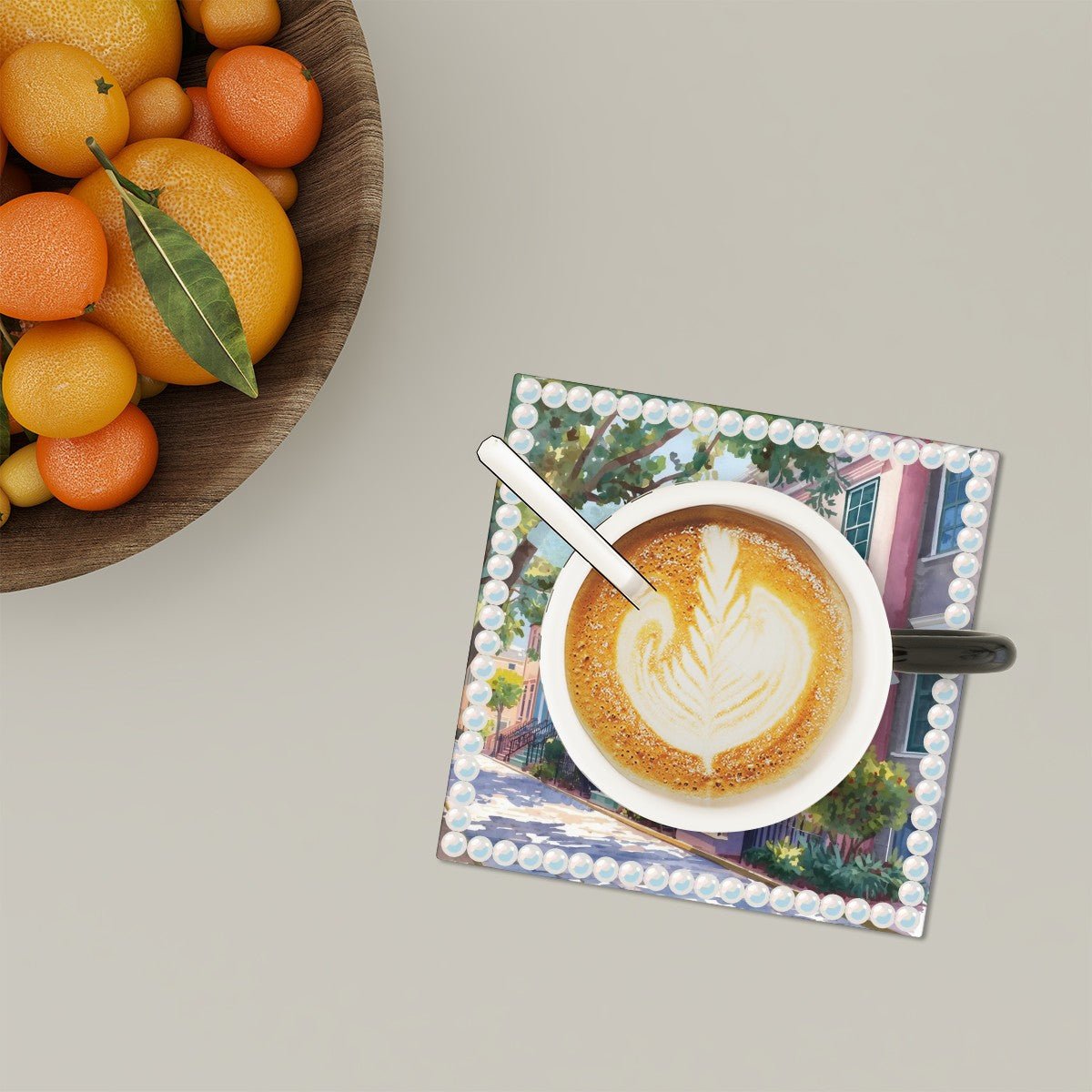 Charleston South Carolina Preppy Rainbow Row Square Ceramic Coasters - Splash of Color Co.