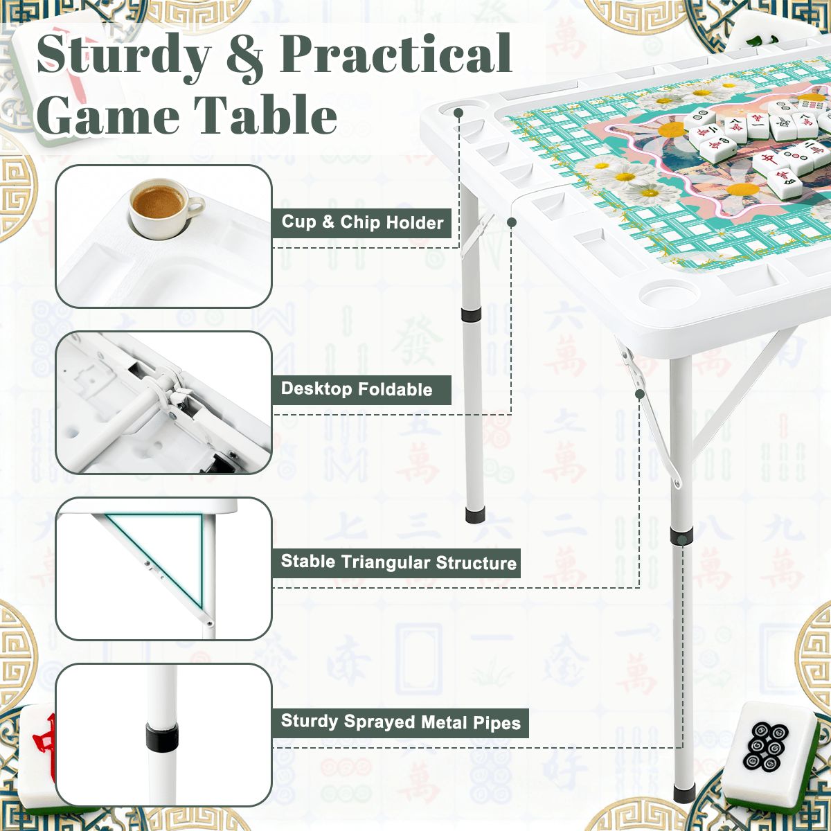 Happy Camping Vintage Nostalgic Mahj Mini Mat And Foldable Mahjong Table - Splash of Color Co.