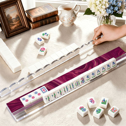 Purple Haze Extended Mahjong Rack Set of 4 Scalloped Magnetic Tile Pusher 20' - Splash Of Mahj And Color Co.
