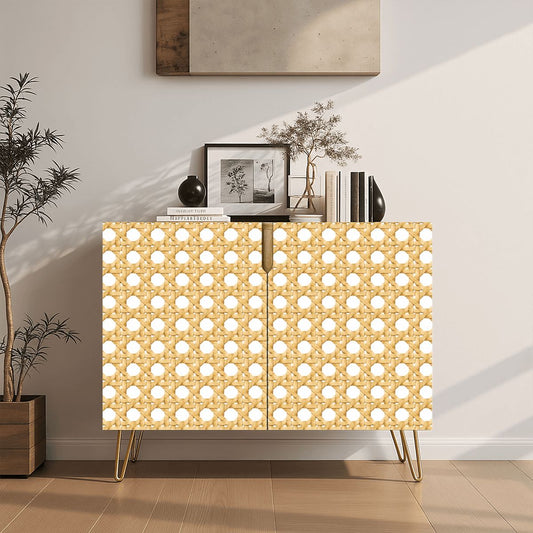 Vintage Cane Mahjong Tiles And Accessories Sideboard Credenza Cabinet - Splash Of Mahj And Color Co.