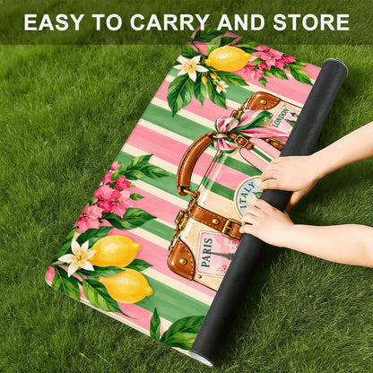 Mini Mahjong Travel Mat, Pink Green Preppy Design - Splash Of Mahj And Color Co.