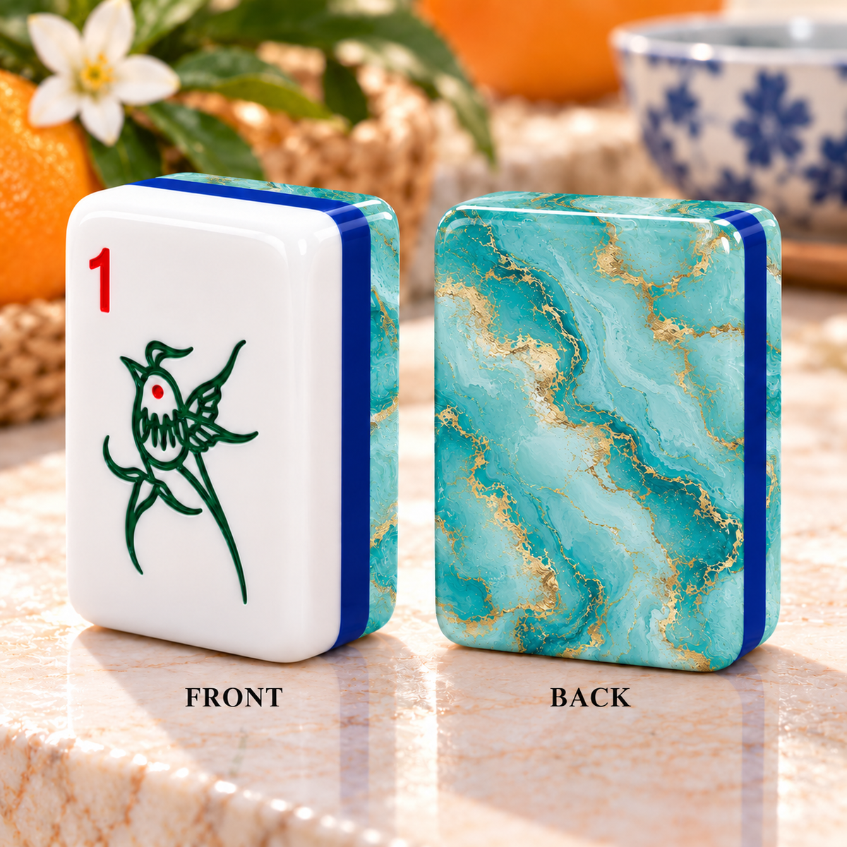 Aruba Blue Gold Fleck 3Layer Mini American Mahjong Set