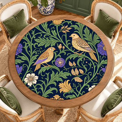William Morris Inspired Round Mahjong Mat - Splash Of Mahj And Color Co.