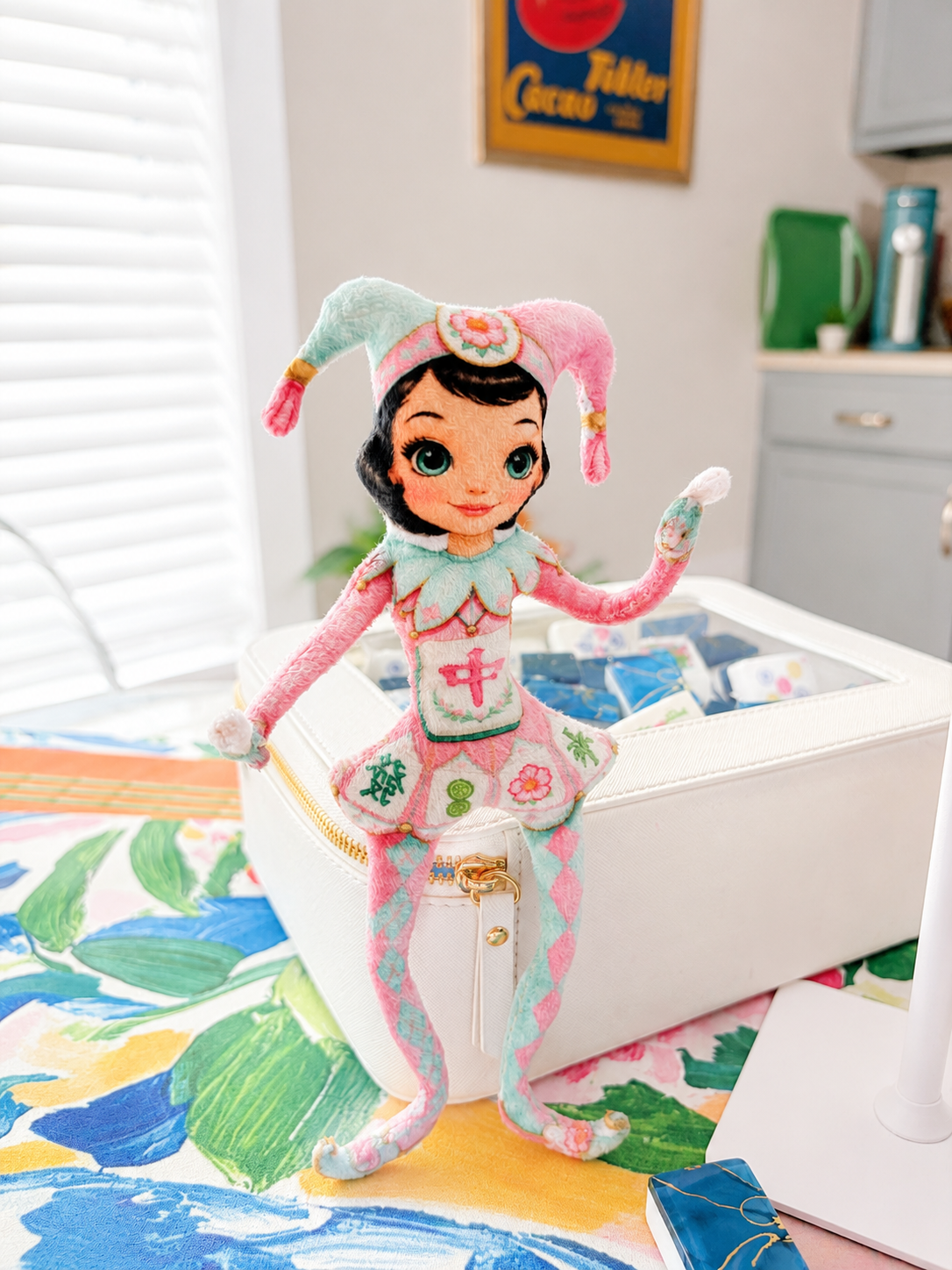 Mahjie The Mahjong Mascot Posable Plush Doll - Splash Of Mahj And Color Co.
