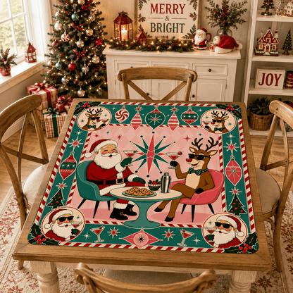 Santas Hard At Work Shop Christmas Mahjong Mat - Splash Of Mahj And Color Co.