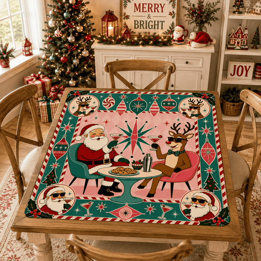Santas Hard At Work Shop Christmas Mahjong Mat - Splash Of Mahj And Color Co.