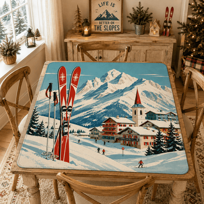 Alpine Ski Lodge Mahjong Winter Play Mat - Splash Of Mahj And Color Co.