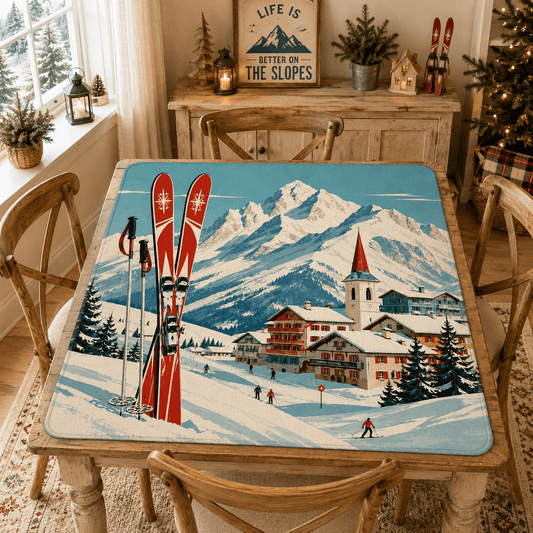 Alpine Ski Lodge Mahjong Winter Play Mat - Splash Of Mahj And Color Co.