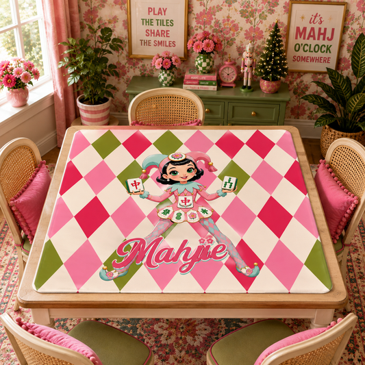 Mahjie The Mascot Harlequin Designed Whimsical Mahjong Mat