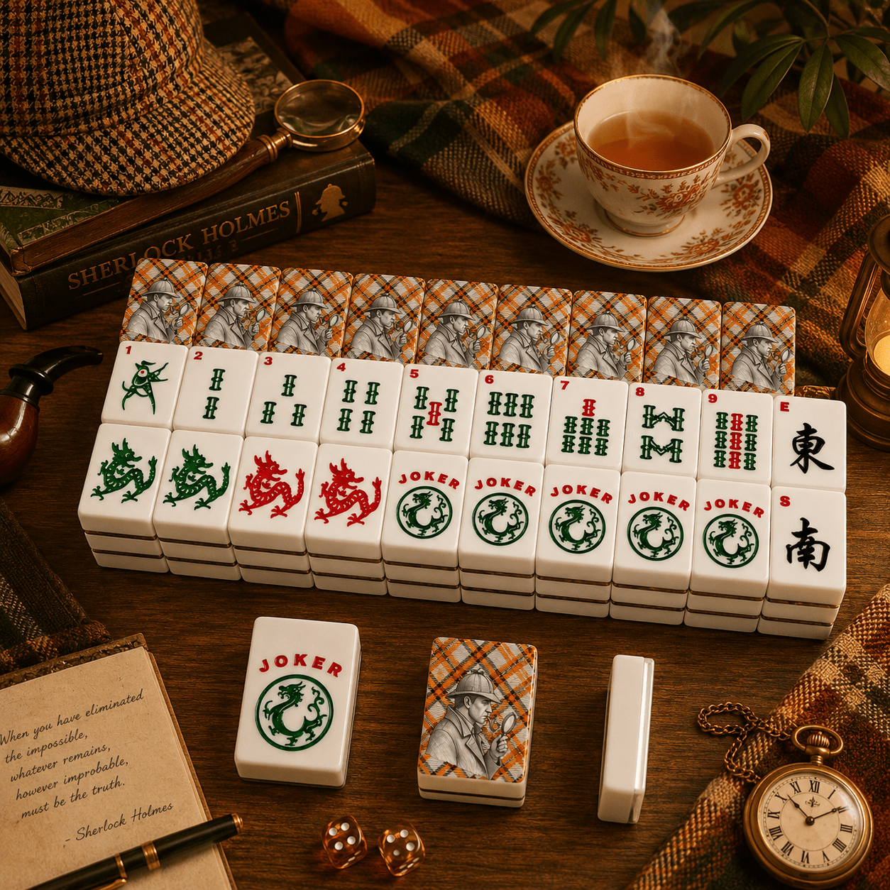Sherlock Holmes Tweed Plaid American Mahjong Tiles And Carry Case - Splash Of Mahj And Color Co.
