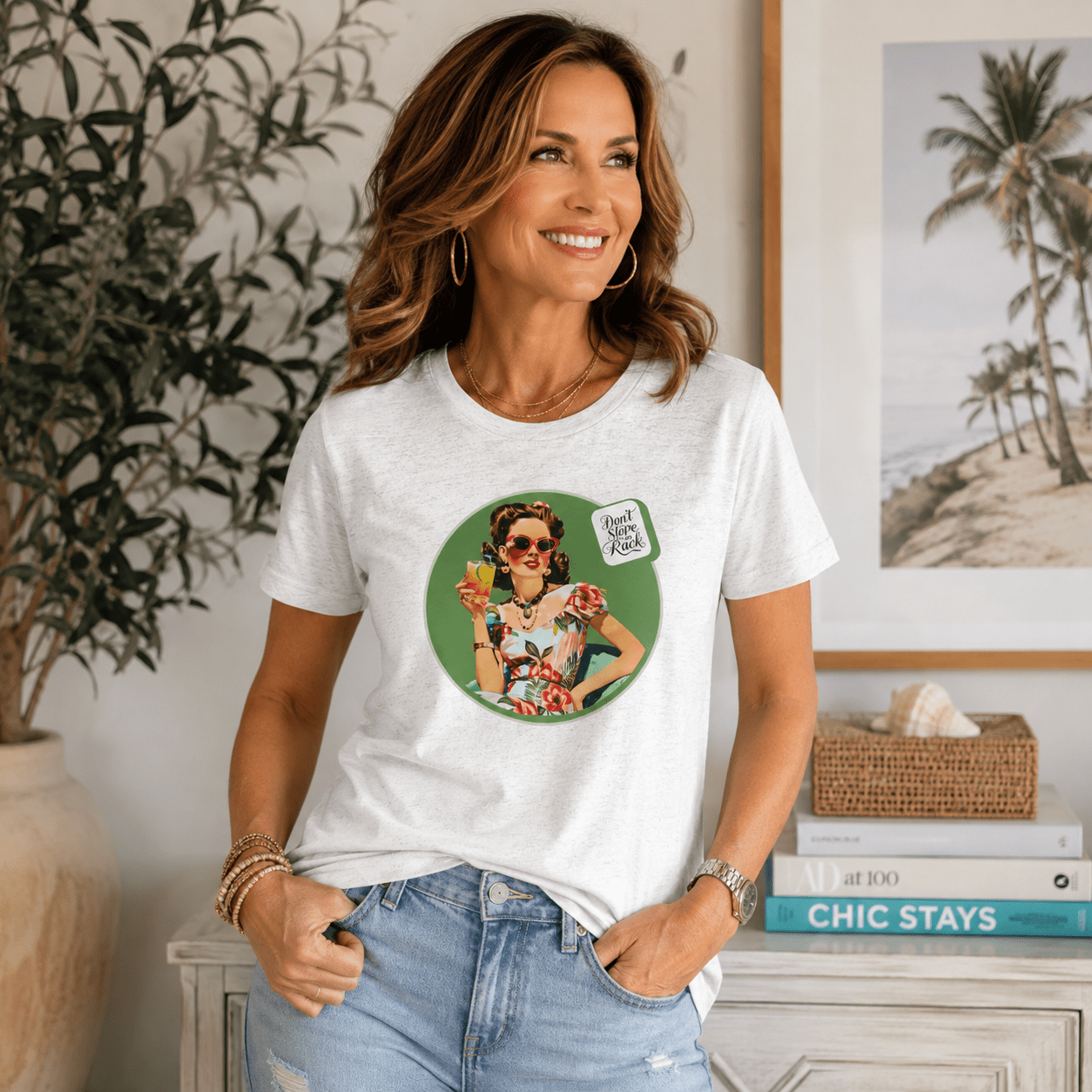 Funny Mahjong Tee, Don't Stare At My Rack Women's Cut - Splash Of Mahj And Color Co.