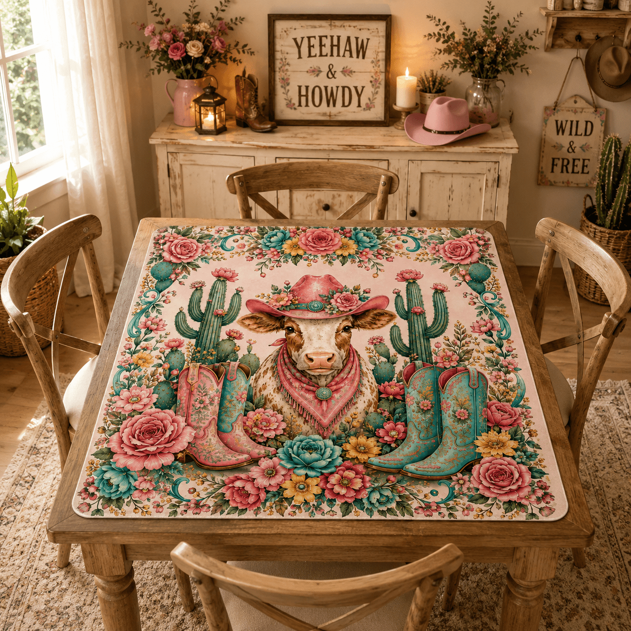 Holiday at the Hoedown Floral Pastels Mahjong Mat - Splash Of Mahj And Color Co.