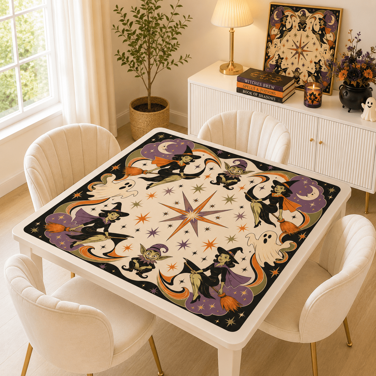 Witchy Woman Ghosts, Goblins Mahjong Halloween Mat - Splash Of Mahj And Color Co.