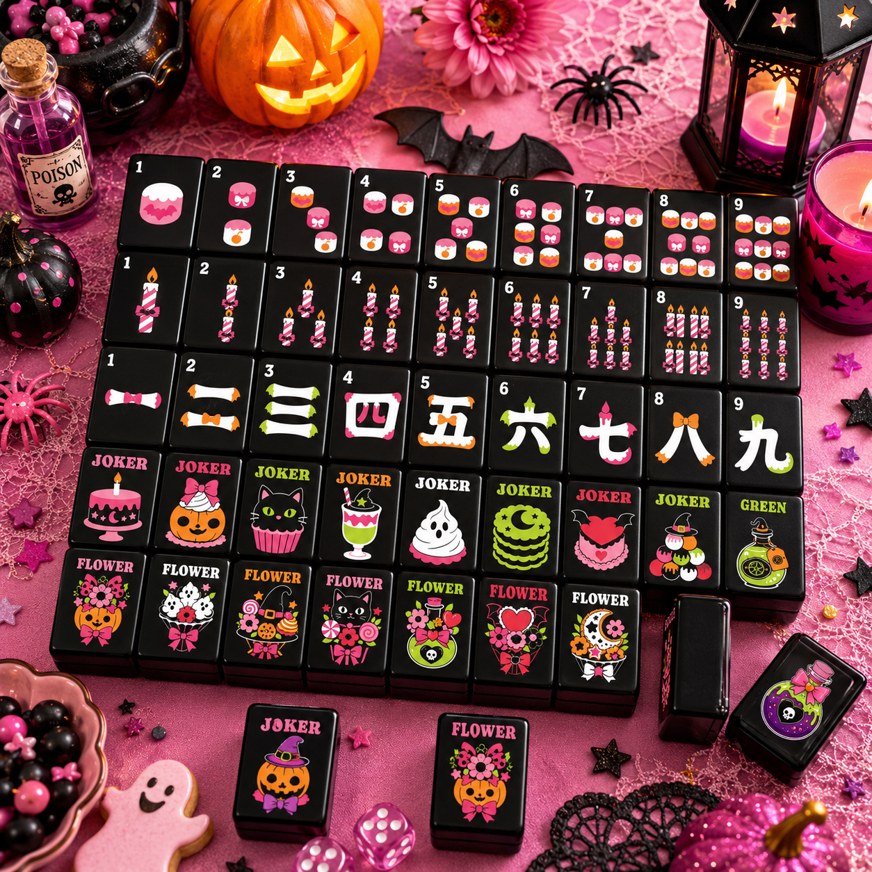 Love Potion Gothic Dessert Halloween Mahjong Tiles And Carry Case