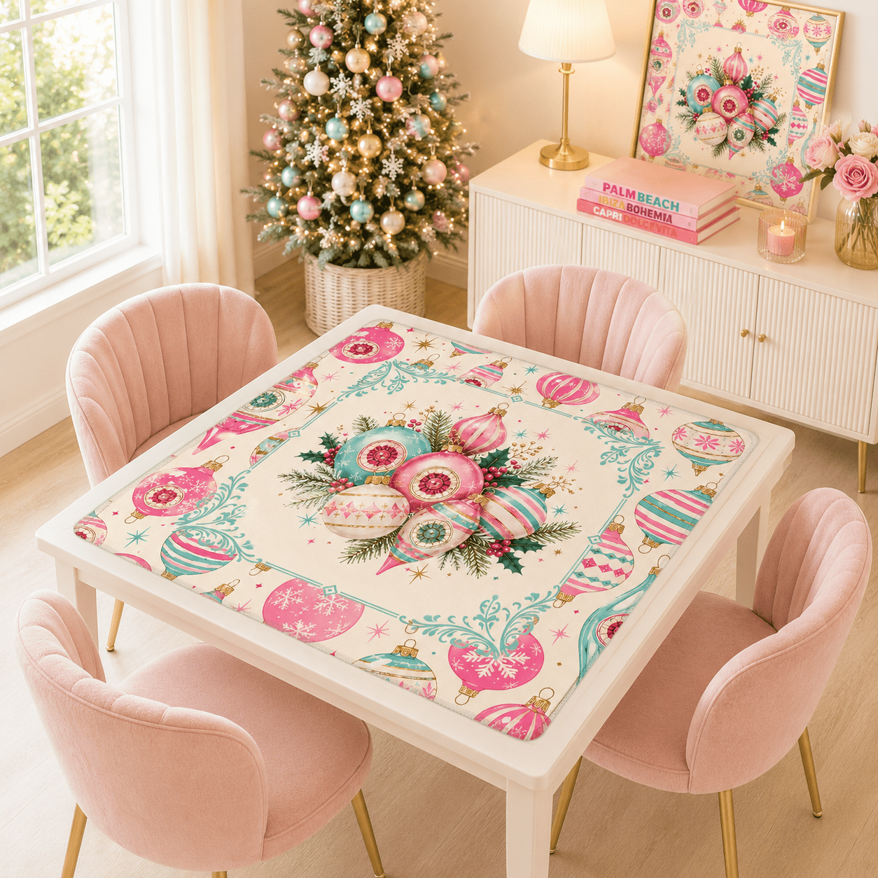 Shiny And Brite Nostalgic Mahjong Christmas Mat - Splash Of Mahj And Color Co.