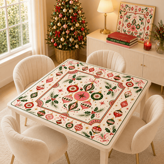 Shiny Brite Vintage Christmas Ornaments Mahjong Holiday Mat - Splash Of Mahj And Color Co.
