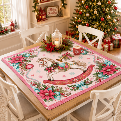 Magical Christmas Mahjong Mat Rocking Horse
