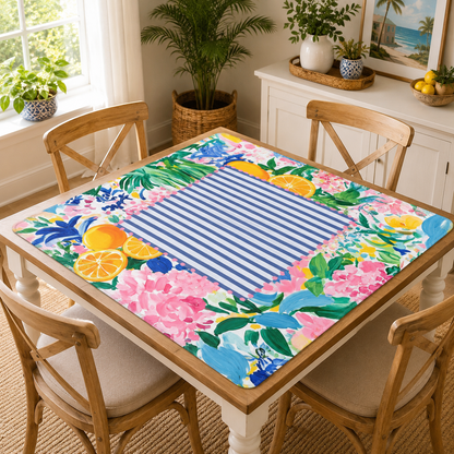 Sunny Citrus Floral Blooms Watercolor Chinoiserie Mahjong Mat