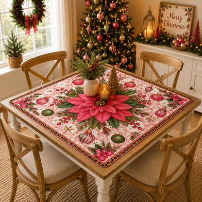 Leopard Luxe Poinsetta Mahjong Christmas Mat