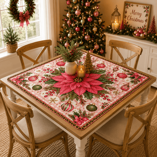 Leopard Luxe Poinsetta Mahjong Christmas Mat - Splash Of Mahj And Color Co.