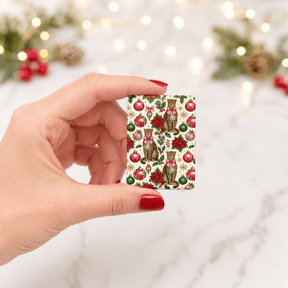 Leopard Luxe Poinsetta Glitz And Glam Holiday Christmas Mahjong Tiles And Carry Case - Splash Of Mahj And Color Co.