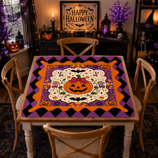 Candy Corn & Cackles Mahjong Mat Custom Mahjong Mat - Splash Of Mahj And Color Co.