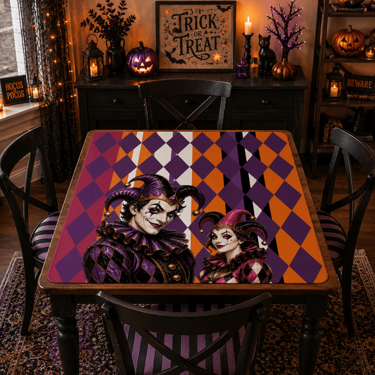 Mahjong Halloween Joker Jesters Harlequin Designed Mahj Mat - Splash Of Mahj And Color Co.
