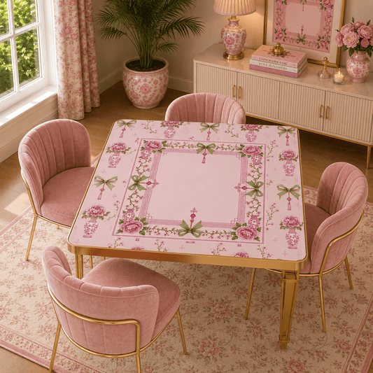 Pink Palm Pagoda Mahjong Mat - Splash Of Mahj And Color Co.