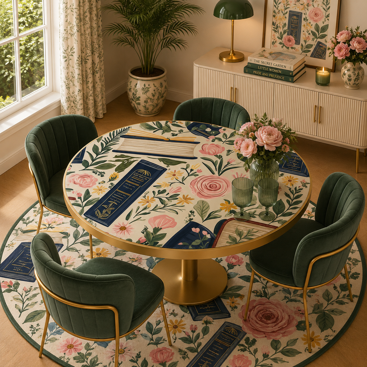 Books And Nooks Round Mahjong Mat