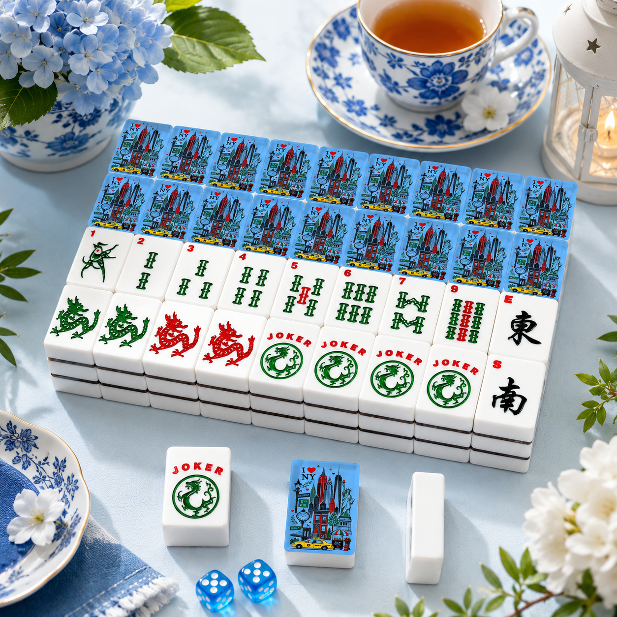New York City American Mahjong Tiles And Carry Case - Splash Of Mahj And Color Co.