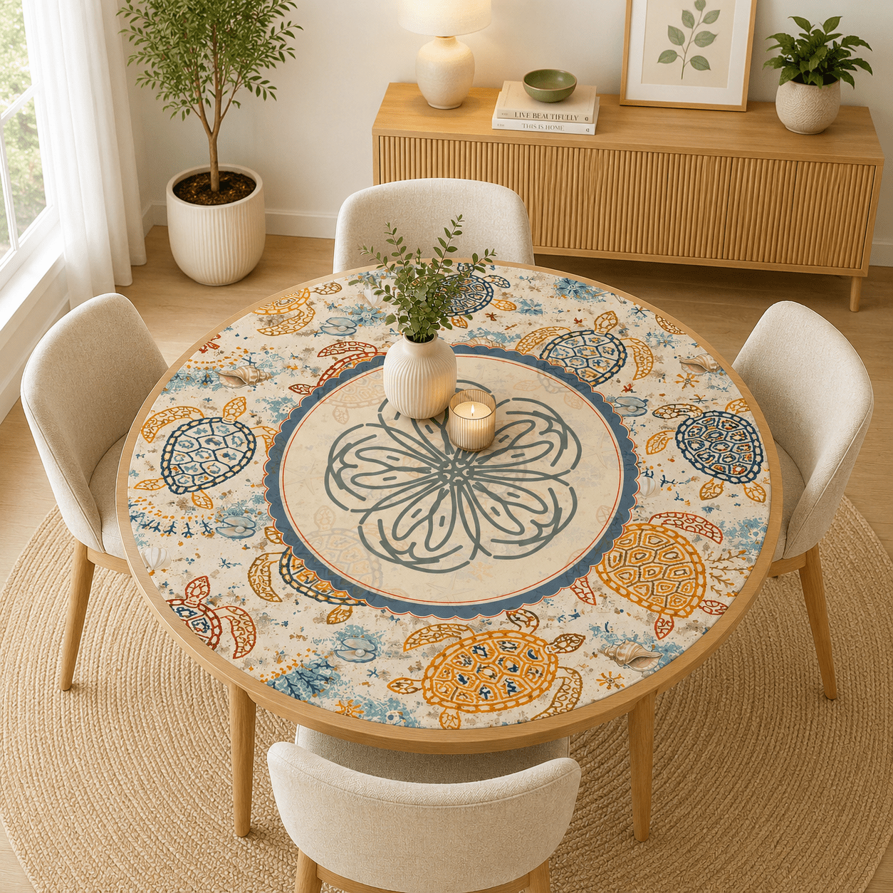 Amalfi Turtles Round Mahjong Mat - Splash Of Mahj And Color Co.