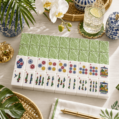 Tropical Paradise American Mahjong Chinoiserie Pastel Tiles And Carry Case - Splash Of Mahj And Color Co.
