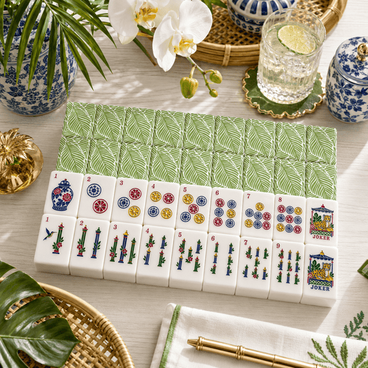 Tropical Paradise American Mahjong Chinoiserie Pastel Tiles And Carry Case - Splash Of Mahj And Color Co.