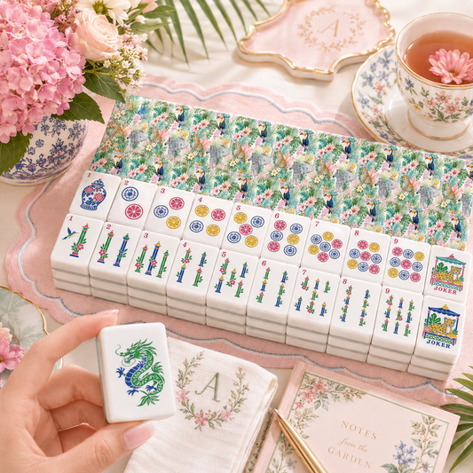 Jungle Love Chinoiserie Pastel Mahjong Tiles - Splash Of Mahj And Color Co.