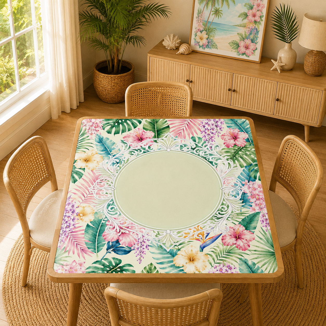 Jungle Love Pastel Chinoiserie Mahjong Mat - Splash Of Mahj And Color Co.