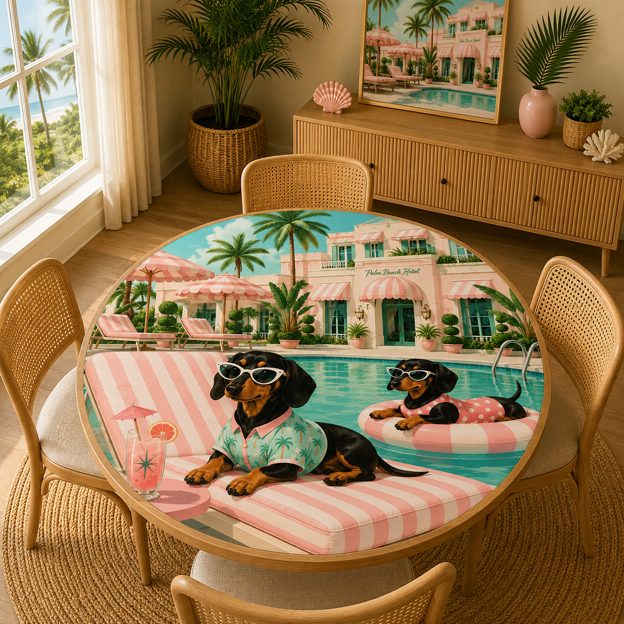 Floating At The Doxie Hotel Round Mahjong Mat