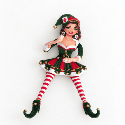 Madge Christmas Mahjong Elf, Mahjie's Sassy Sexy Friend Poseable Shaped Plush Doll