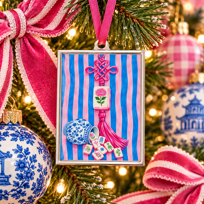 Mahjong Blue And Pink Chinoiserie Ornament