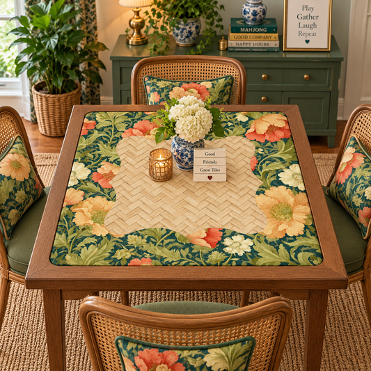 William Morris Limonegreen Floral Arts And Crafts Mahjong Mat