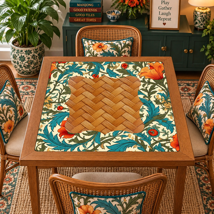 William Morris Floral And Woven Basket Mahjong Mat