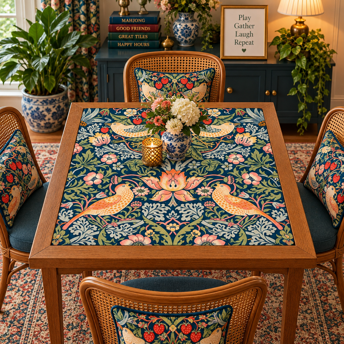 William Morris Inspired Vintage Blue Strawberry Thief