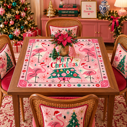Santa's Pink Flamingos Modtastic Christmas Mahjong Mat