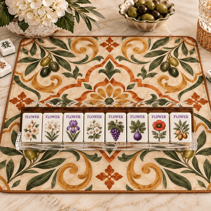 Old World Tuscan Mediterranean Charm Mahjong Mat - Splash Of Mahj And Color Co.