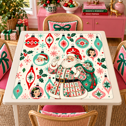 Jolly Nostalgic Santa Christmas Mahjong Mat - Splash Of Mahj And Color Co.