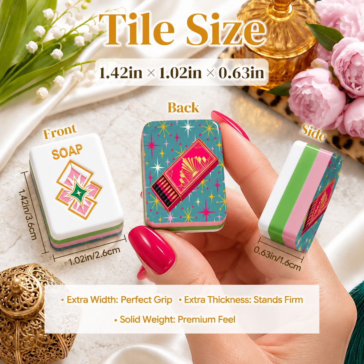 Art Deco Glam, Matchsticks 4Layer Luxe Holiday American Mahjong Tiles With Carry Case - Splash Of Mahj And Color Co.