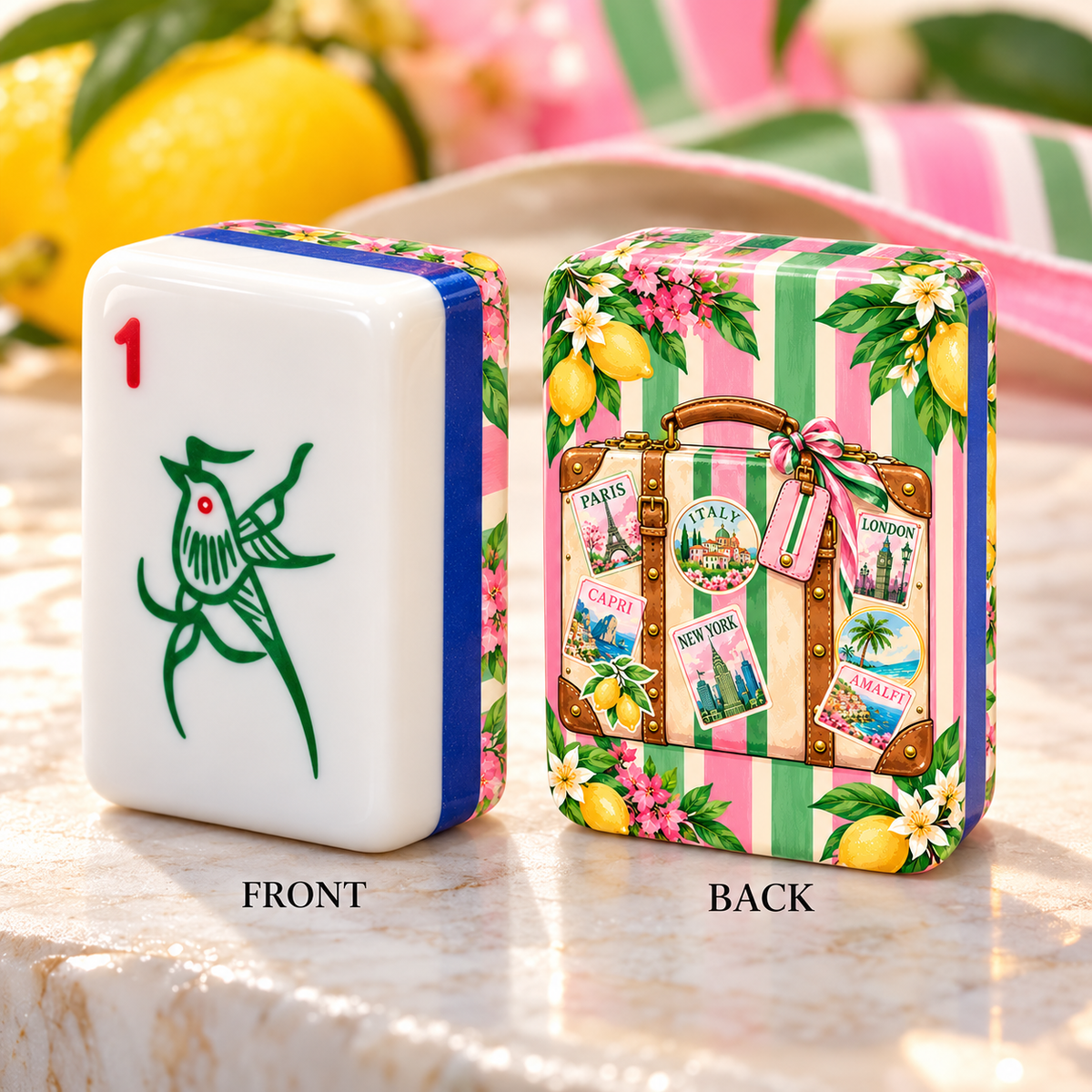 Pink And Green Preppy 3Layer Mini American Mahjong Set - Splash Of Mahj And Color Co.