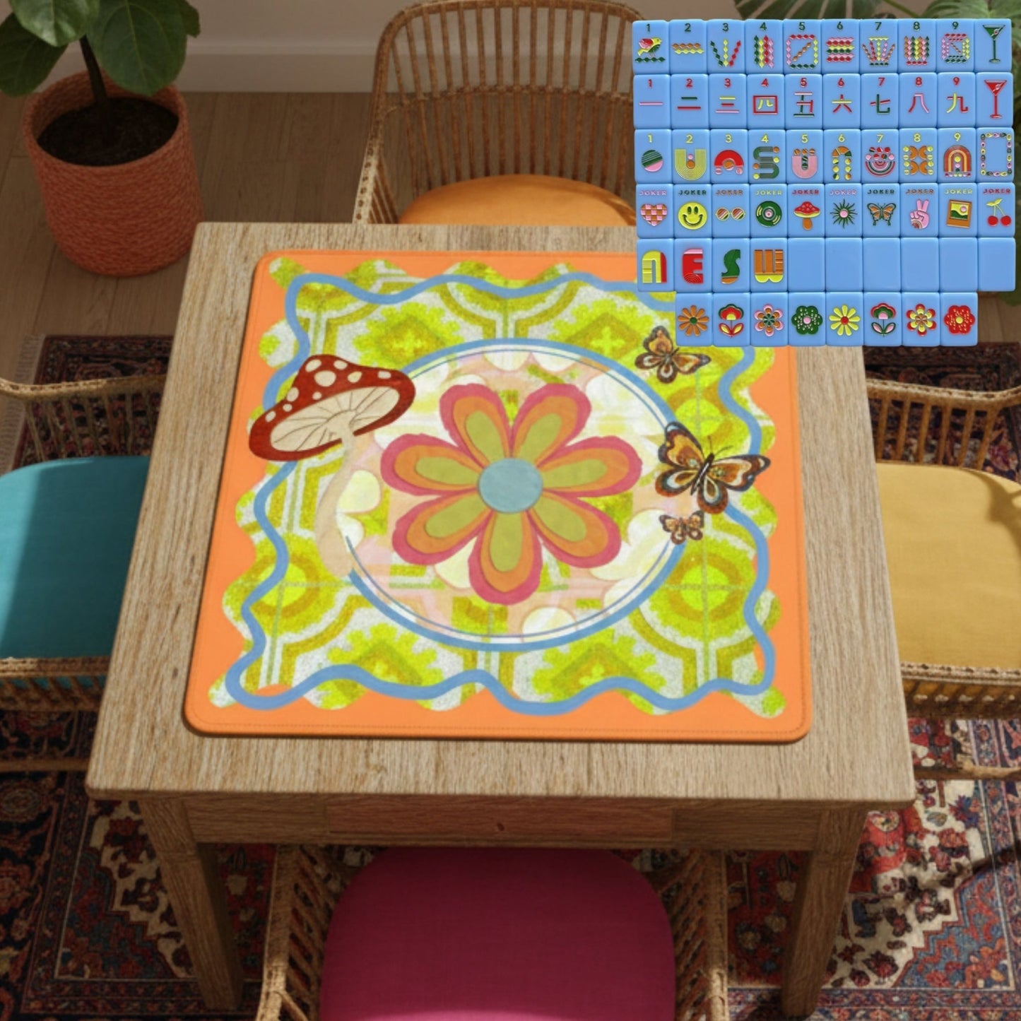 Granny’s Happy Shroom Zoom Mahjong Mat - Splash of Color Co.