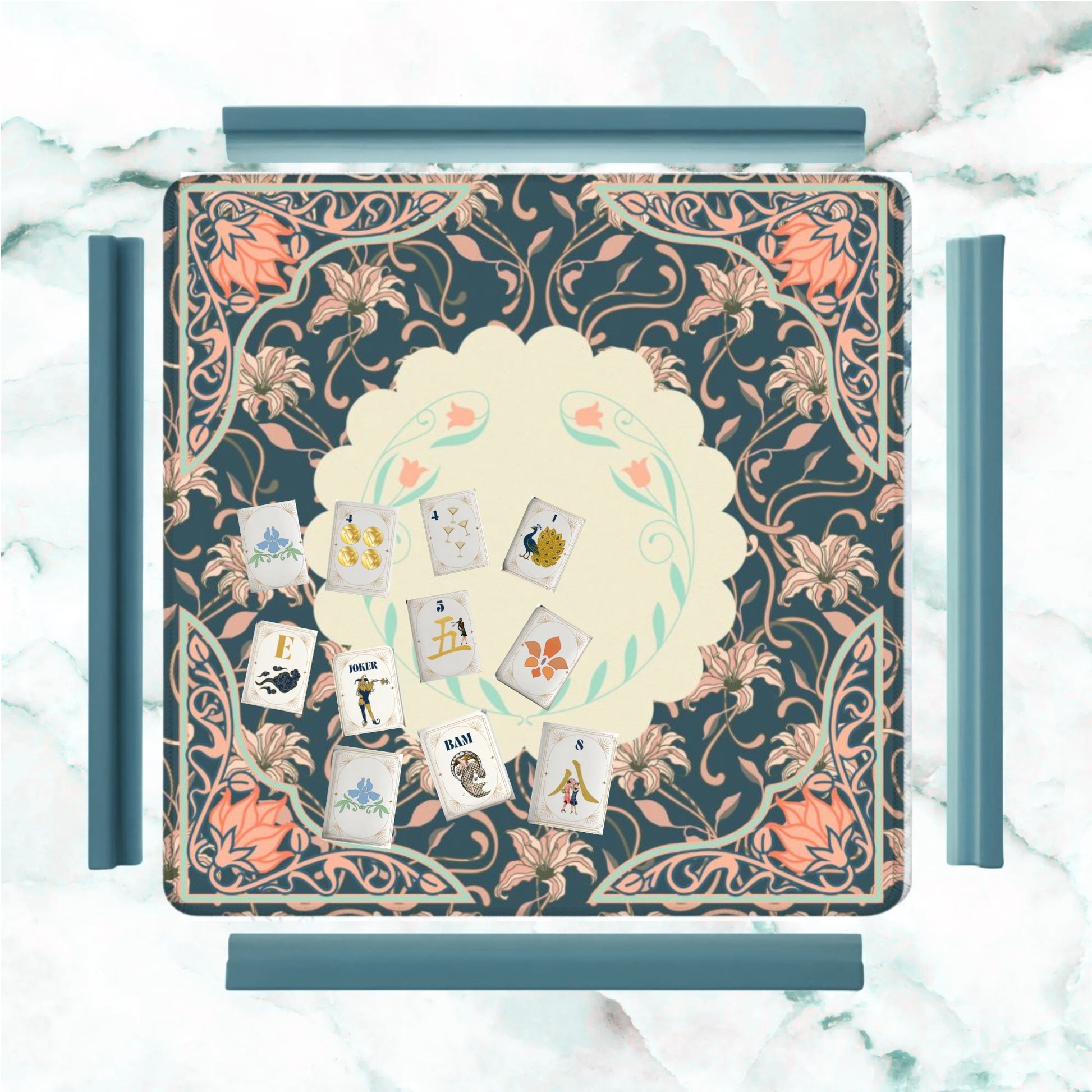 Art Deco Floral Nouveau Design Mahjong Mat - Splash of Color Co.
