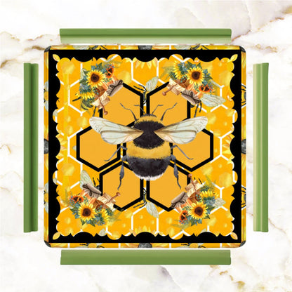 Mahjong Bumble Bee Mat, Sunflower Yellow Honey Pot Mahj Mat - Splash of Color Co.